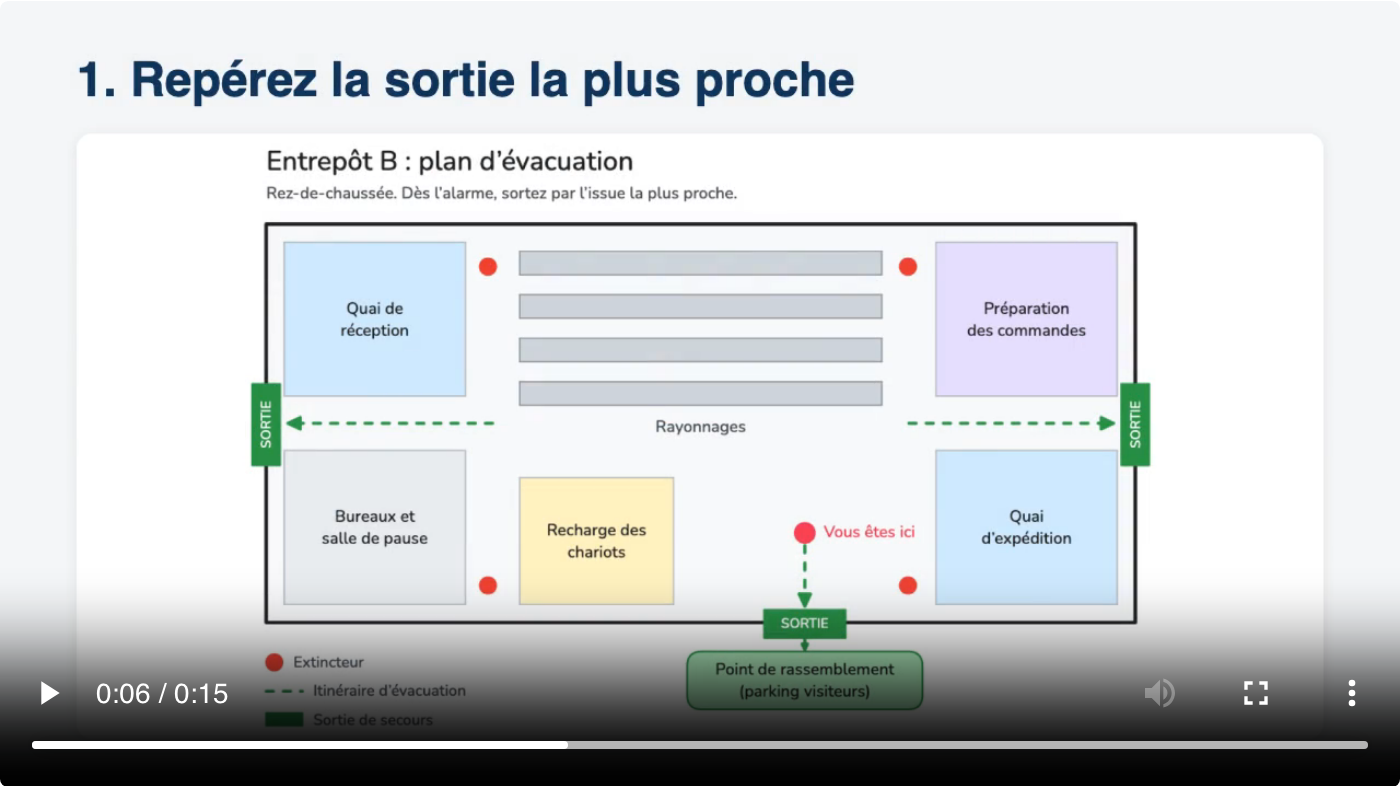 Une vidéo dans un article, en pause, avec les commandes du lecteur