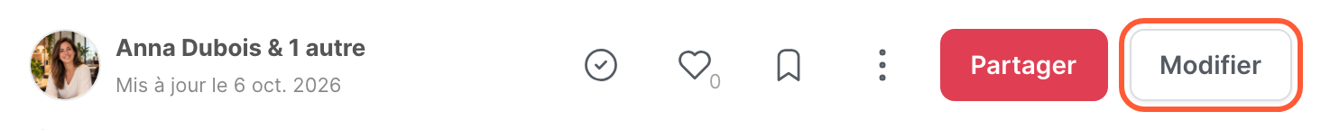 Le haut d’un article, avec le bouton Modifier