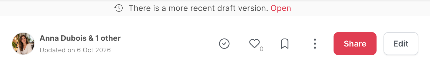 The message about a more recent draft, at the top of an article