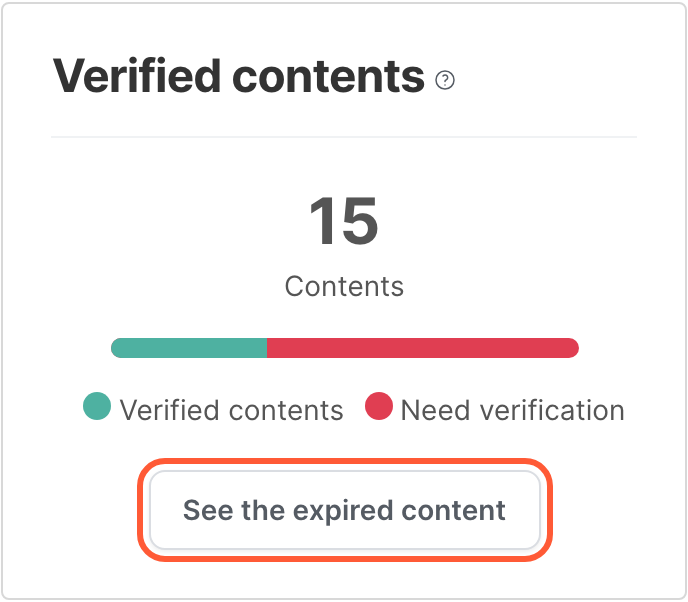 The Verified contents card, with the See the expired content button