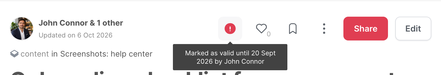 The red badge of an expired article, with its tooltip