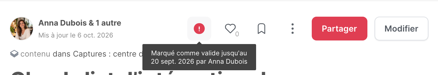 Le badge rouge d’un article expiré, avec son info-bulle