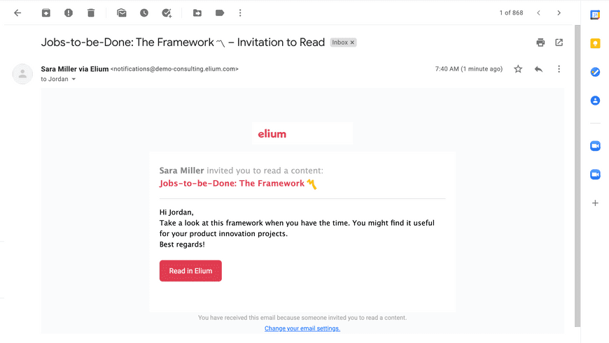 Invite to read in-app message