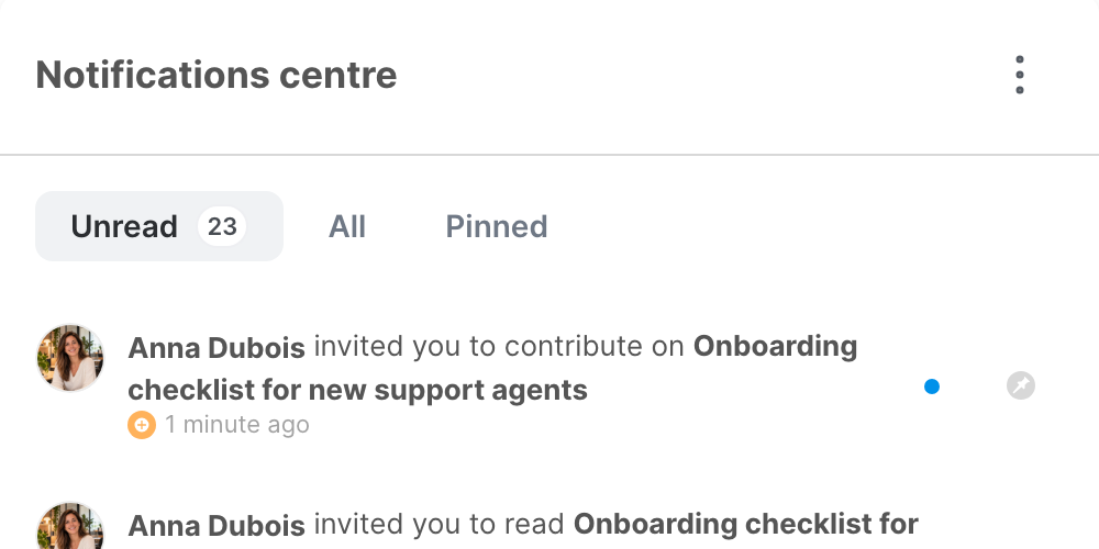 The notification of an invitation to contribute