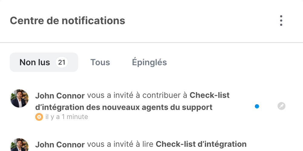 La notification d’une invitation à contribuer
