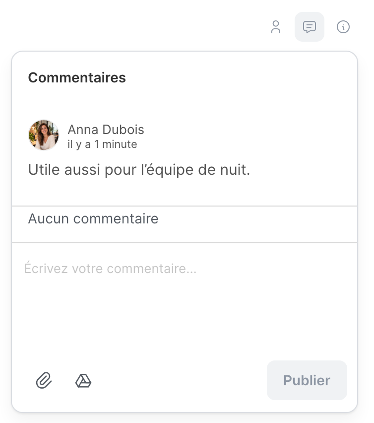 Les commentaires d’un repartage, avec le message de repartage en haut