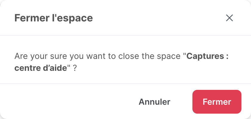 La fenêtre Fermer l’espace