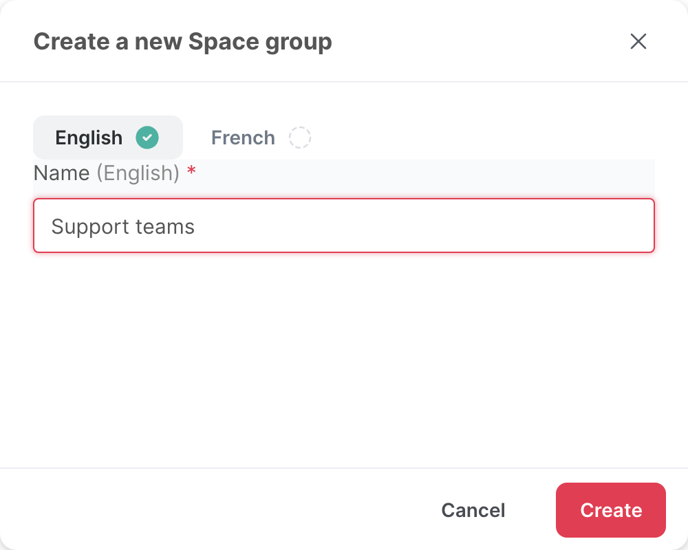 The Create a new Space group window