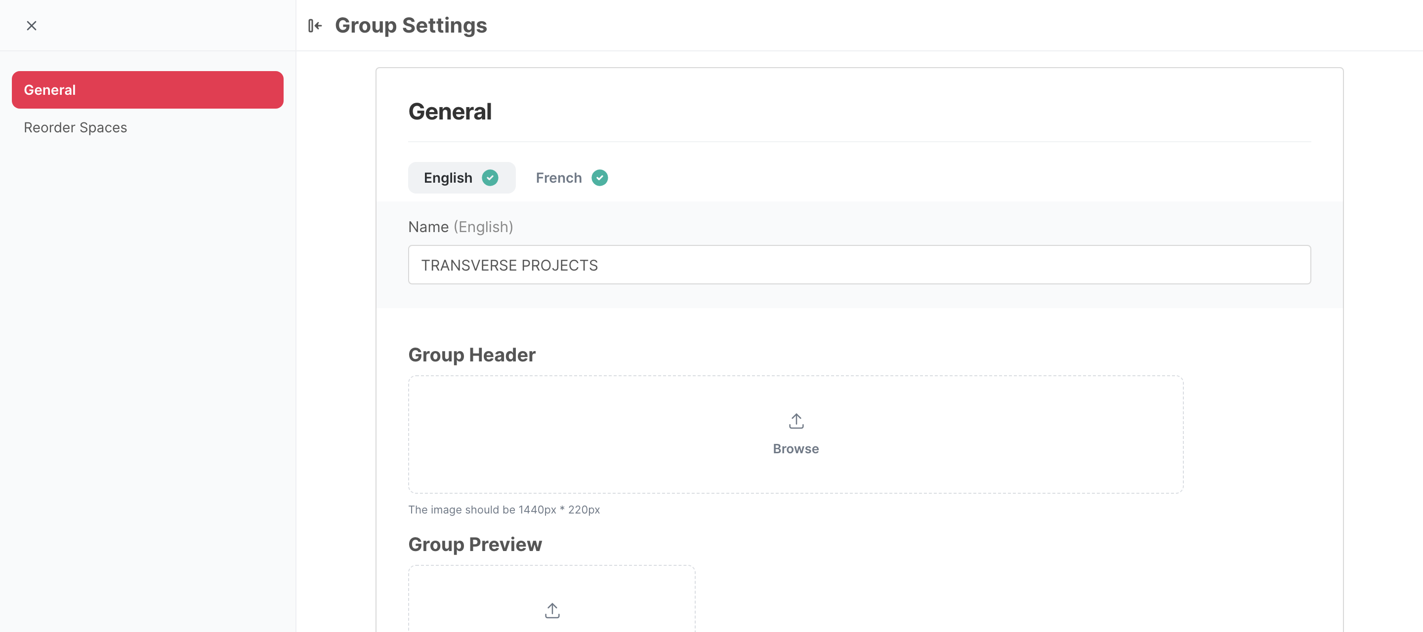 The settings of a group
