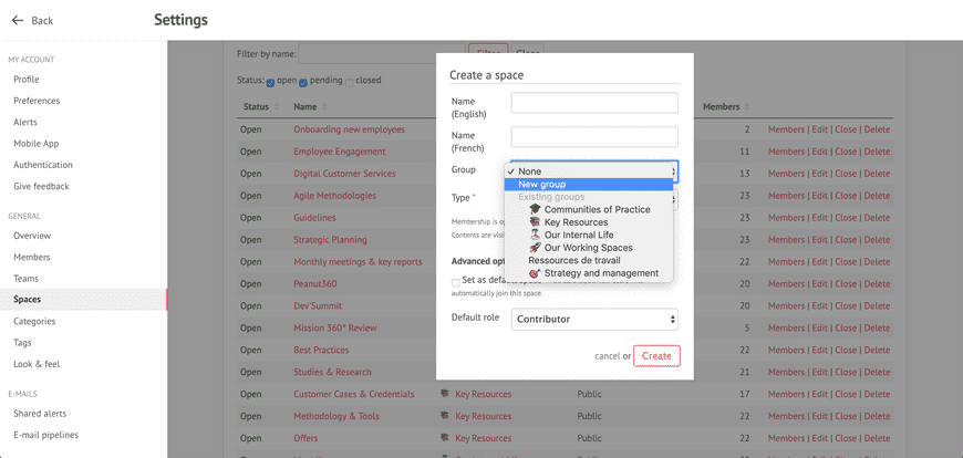 create group