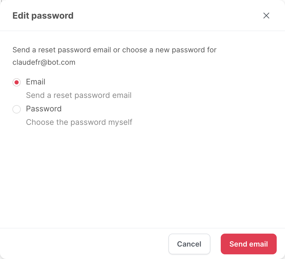 The Edit password window
