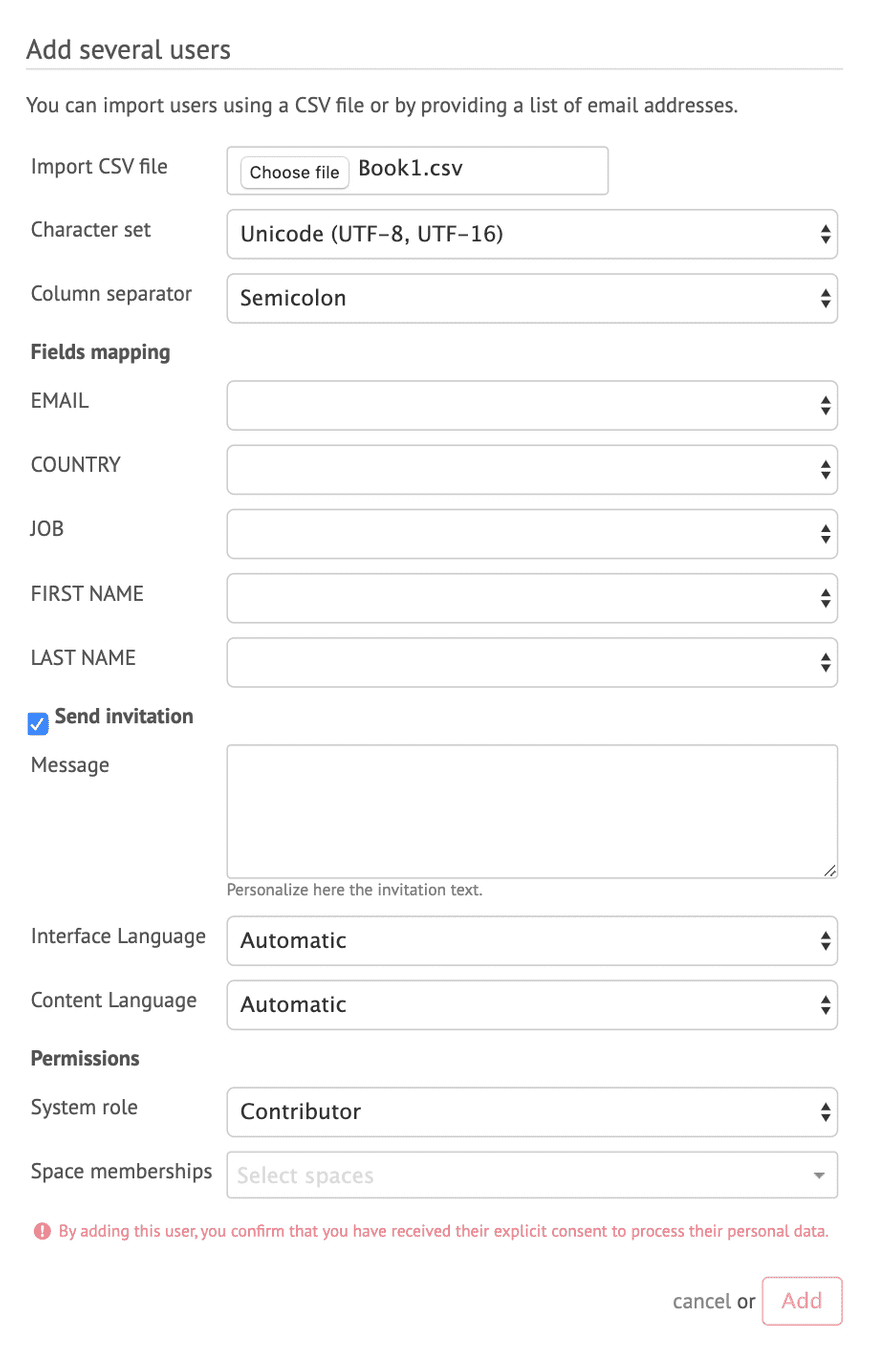 Ajouter des utilisateurs via CSV