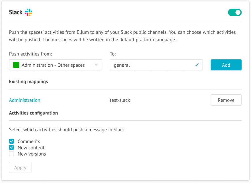 Configuration of Slack