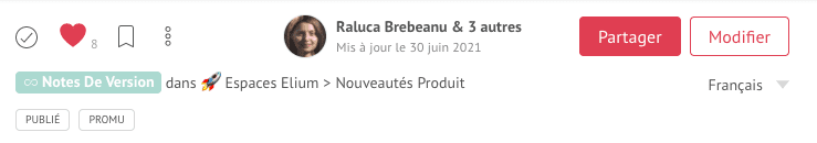 Menu du transfert d’articles