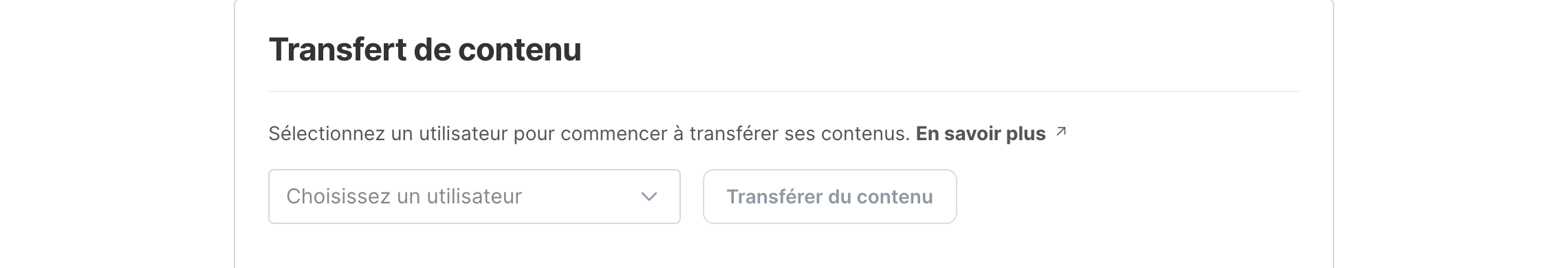 Le haut de la page Transfert de contenu