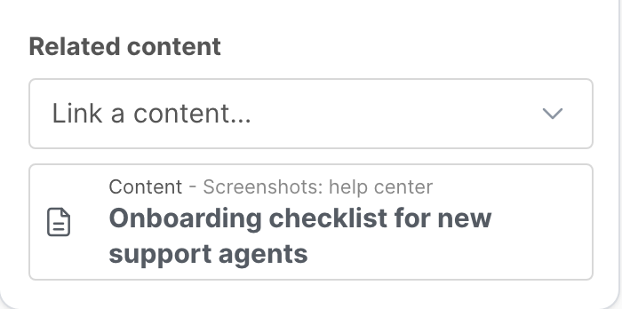 The Related content section, with a linked article