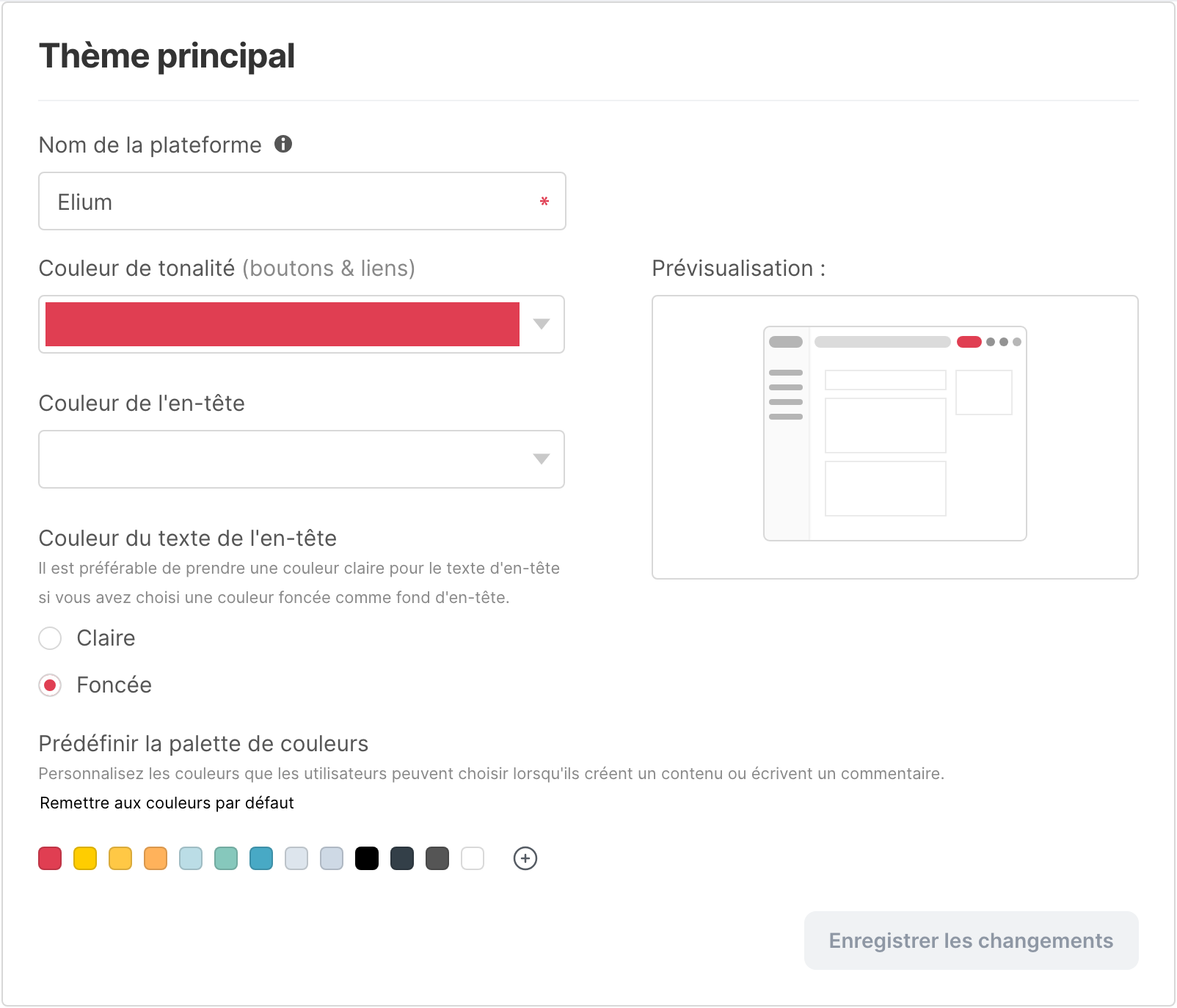 La carte Thème principal