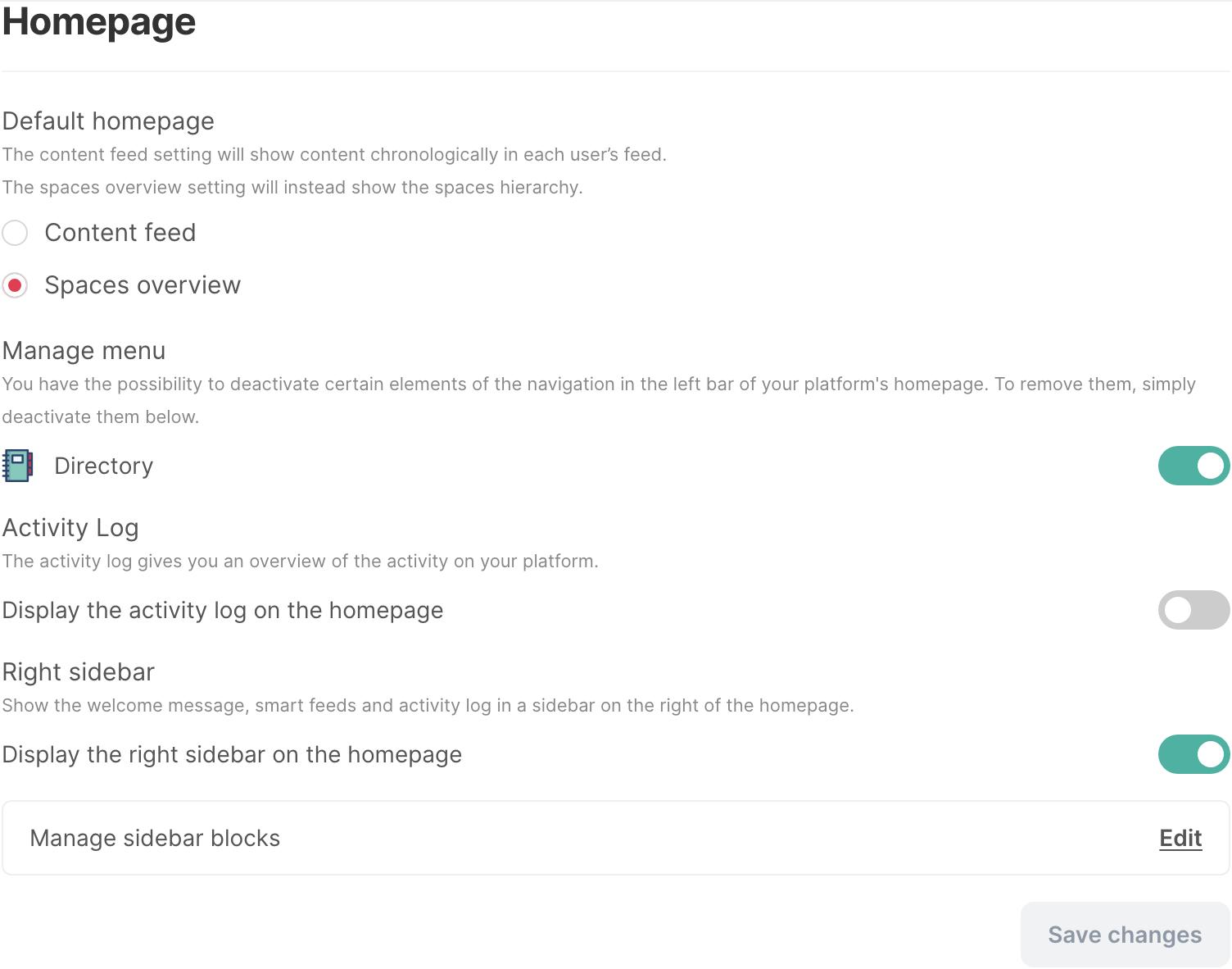 The Homepage card
