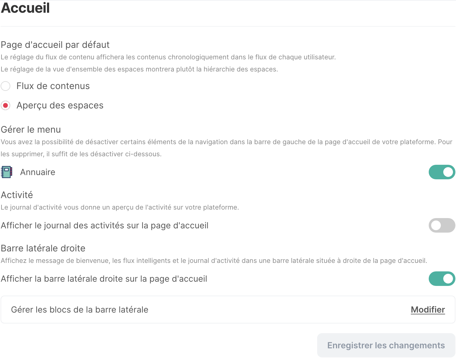 La carte Accueil