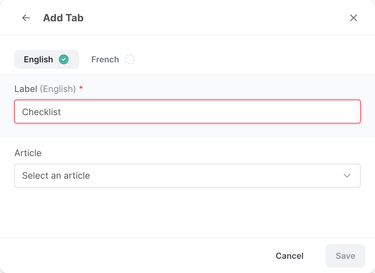 The window of an article tab