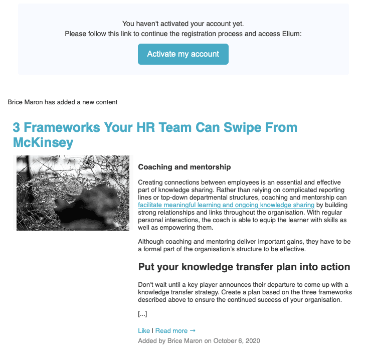 Activation email