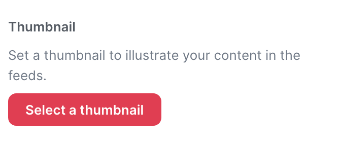 The Thumbnail section of the content settings, with the Select a thumbnail button