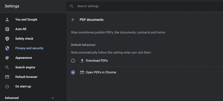 PDF Viewer Settings