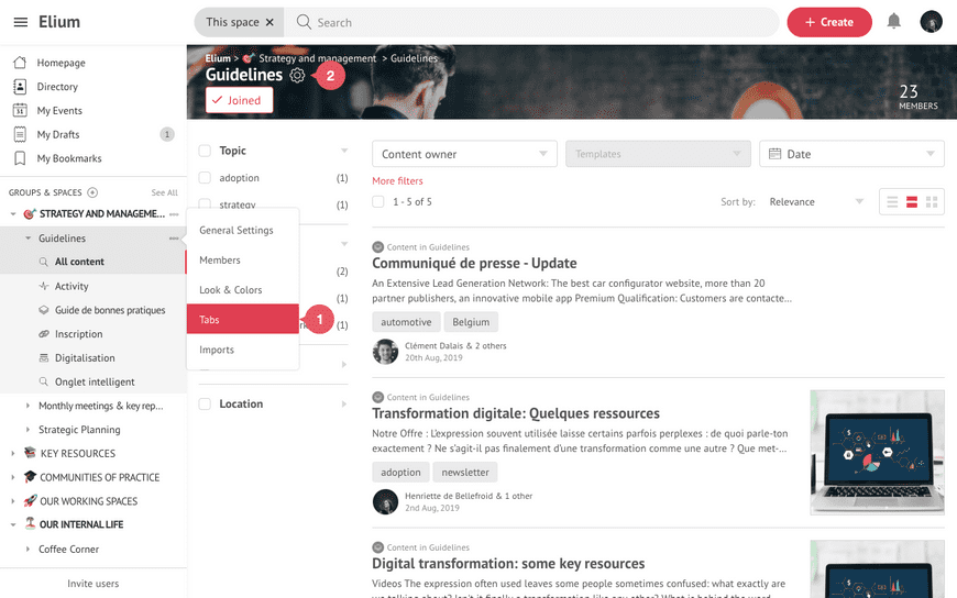 Manage Tabs