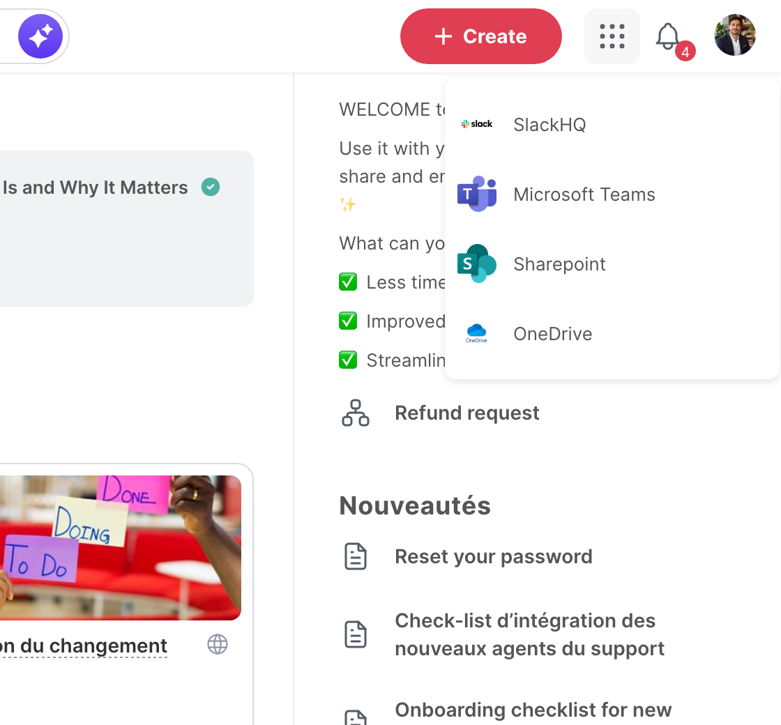 The app launcher open at the top of the platform