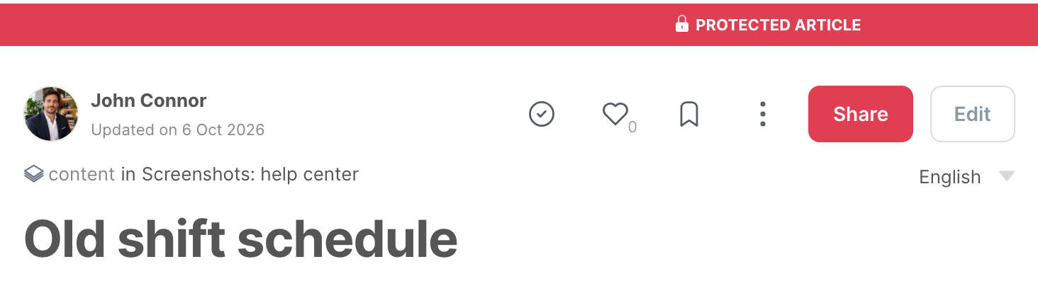 A protected article, with the Protected article banner at the top
