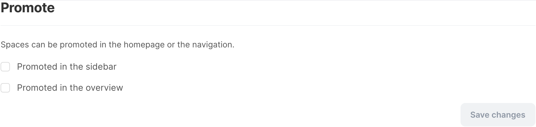 The Promote card in the settings of a space
