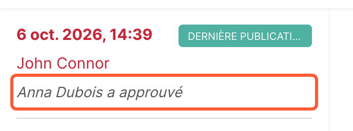 Une version dans l’historique, avec le nom de l’approbateur