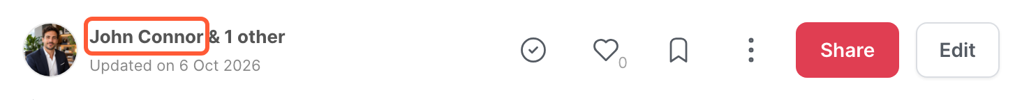 The top of an article, with the name of the owner