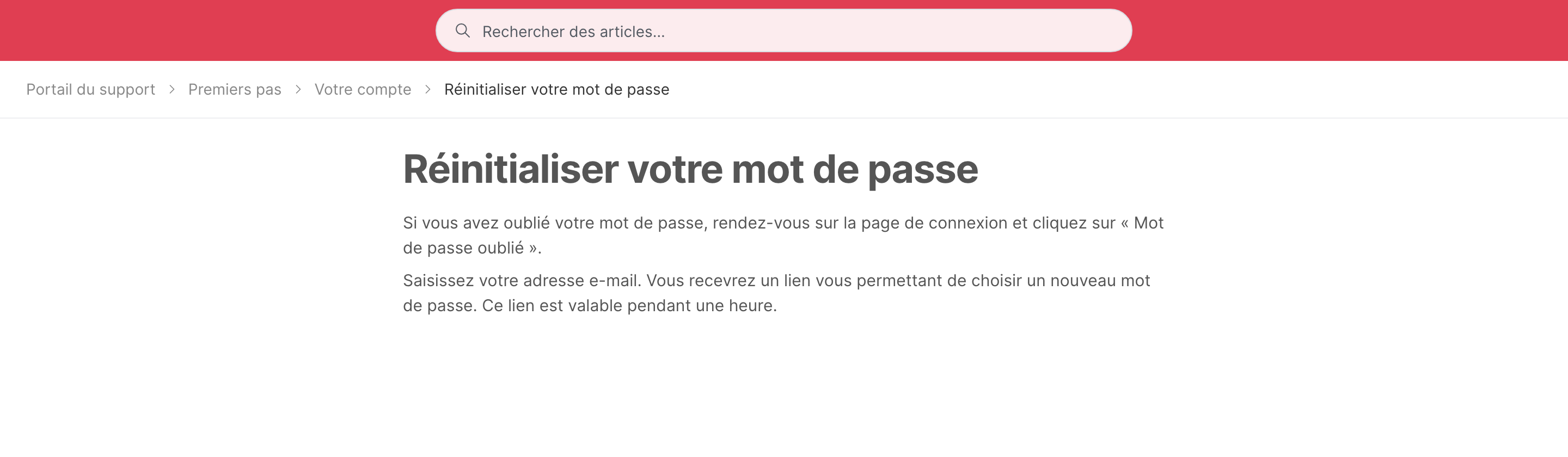 Un article dans le portail public, avec le fil d’Ariane au-dessus du titre